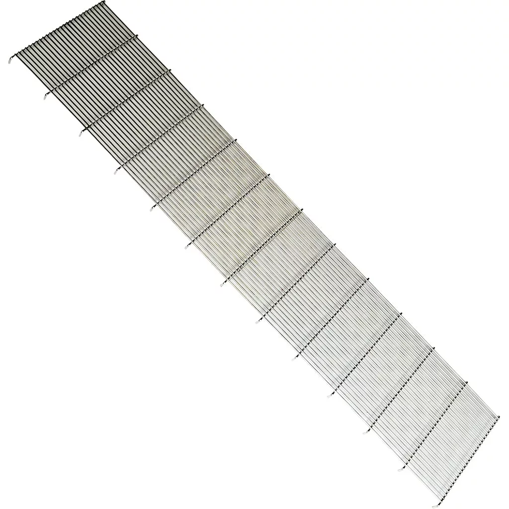 The Elektra 02526035 Temperature Probe is shown at an angle, featuring a sleek metal design with evenly spaced parallel rods and crossbars, and a gradient color transition from black to silver. © 2025 1st-line.com