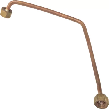 The Elektra 03278011 Boiler to Hot Water Valve Pipe is a bent copper pipe with brass hexagonal fittings on both ends, commonly used as a hot water valve or connection pipe in plumbing systems. © 2025 1st-line.com