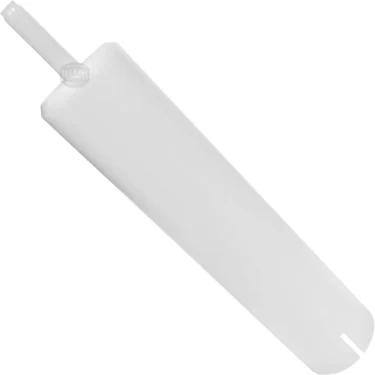 A white plastic fan blade, compatible with the Rancilio 38120333 Air Trap Tank, has a narrow stem on one end and a slot near the other, shown against a plain white background. © 2025 1st-line.com