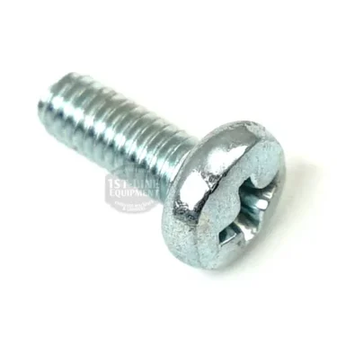 Close-up of the Eureka 6060.0010 Top Burr Carrier Screw, featuring a silver finish with a rounded pan head and threaded body, shown on a white background. © 2025 1st-line.com