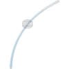 The Bezzera 5194639 Pump to Solenoid Valve Hose is a flexible, translucent blue hose shown curved on a white background, featuring ends of slightly different widths. © 2025 1st-line.com
