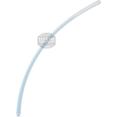 The Bezzera 5194639 Pump to Solenoid Valve Hose is a flexible, translucent blue hose shown curved on a white background, featuring ends of slightly different widths. © 2025 1st-line.com