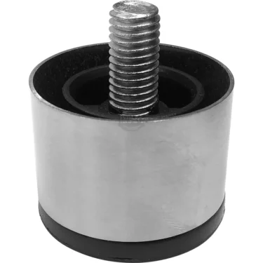 The Bezzera Stainless Steel Foot is a metal cylindrical part with a central threaded bolt, featuring a black inner ring and base, designed for Bezzera machines. © 2025 1st-line.com