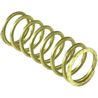 A close-up of the CA.222 SPRING, a small gold-colored metal coil with six visible loops, isolated on a white background. © 2025 1st-line.com