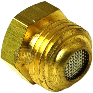 A close-up of the CA.341 EMPTY/VENT VALVE brass bolt, featuring a built-in mesh filter screen for effective water filtration, commonly used as an EMPTY/VENT VALVE in espresso machines. © 2025 1st-line.com