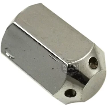 A close-up of the F..134 Steam Pipe Stem Tip, a shiny metallic fitting with small circular holes, set against a white background. The reflective surface displays visible markings and a logo. © 2025 1st-line.com