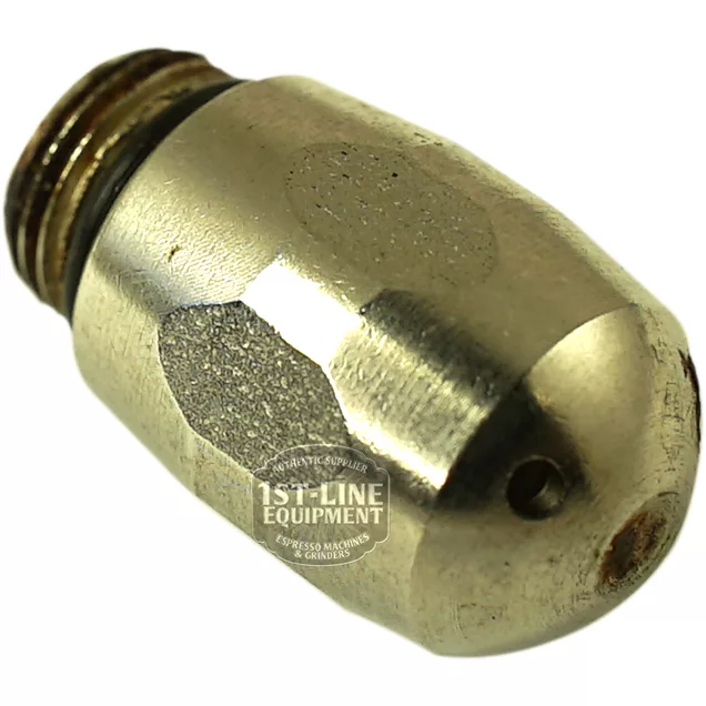 Close-up of the A..279 STAINLESS STEEL STEAM PIPE STEM NOZZLE, a cylindrical component with a threaded end and a small hole at the tip, designed for use in espresso machines or similar equipment. © 2025 1st-line.com