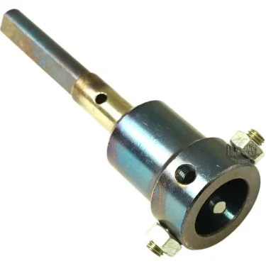 Close-up of the CA.364 TAP ROD HOOD showing its cylindrical shaft, wide round collar, two side bolts with nuts, and a hollow circular end. The metal surface features a slightly iridescent finish. © 2025 1st-line.com