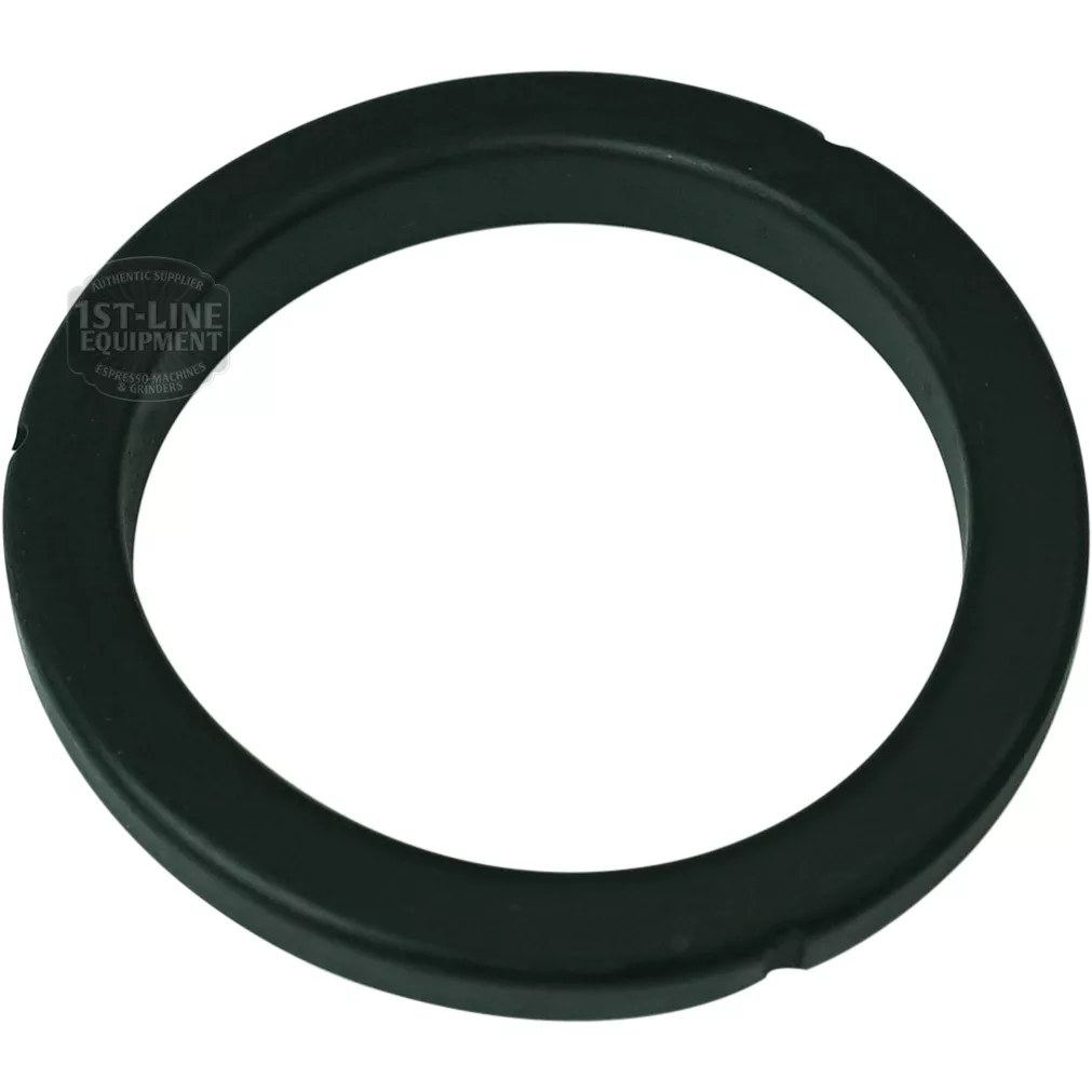 The Bezzera 7493016 Portafilter/Grouphead Gasket is a black circular gasket, shown from above on a white background. © 2025 1st-line.com