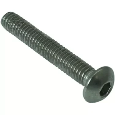 The Bezzera 7819911 Screw TTEI M4X25 is a metal screw with a round head, hexagonal socket drive, and fully threaded M4X25 shaft, shown diagonally on a white background. © 2025 1st-line.com