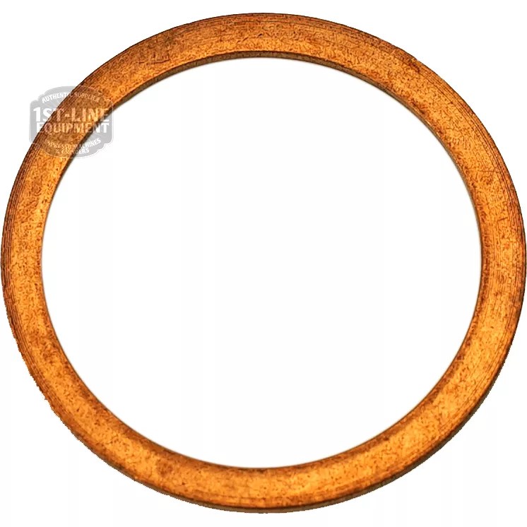 The F...83 Copper Gasket 35x30x2mm is a round, flat gasket with a smooth, slightly textured surface and a large central hole. Its thin, uniform width makes it ideal for sealing in mechanical or automotive applications. © 2025 1st-line.com