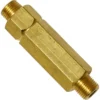 The Lelit 2200033 Brass Extension Pipe features threaded male connectors on both ends, making it ideal for connecting two female-threaded pipes or components in plumbing or gas systems. © 2025 1st-line.com