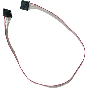 The Lelit 9600042 LCC Computer Cable is a flat ribbon cable with two black rectangular connectors and four wires (three white, one red), designed for electronic connections. © 2025 1st-line.com