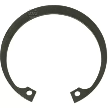 The SM...8 SEEGER is a black metal snap ring with two small holes at the ends, forming an open circle, designed to secure components on a shaft or in a bore. © 2025 1st-line.com