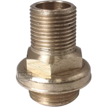 The W..170 STEAM/WATER TAP FITTING is a brass threaded adapter with a hexagonal middle section and wide circular base, designed for plumbing connections such as water or steam taps. © 2025 1st-line.com