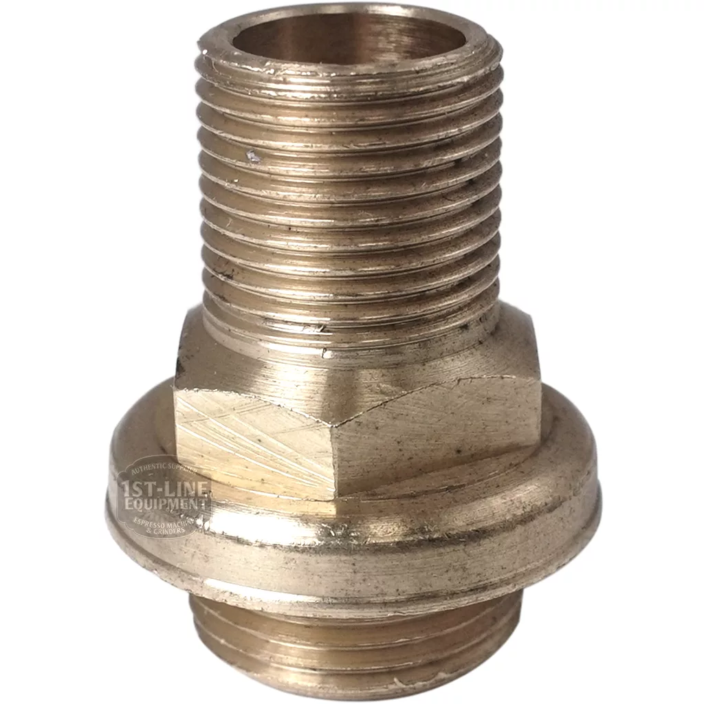 The W..170 STEAM/WATER TAP FITTING is a brass threaded adapter with a hexagonal middle section and wide circular base, designed for plumbing connections such as water or steam taps. © 2025 1st-line.com
