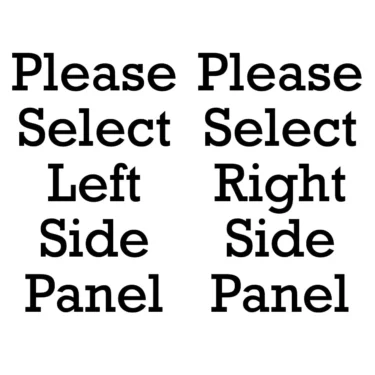 Text reads: Please Select Left Side Panel on the left and Please Select Right Side Panel on the right, both in bold black font on white—ideal for customizing your VBM Domobar Super with Colored Side Panels. © 2025 1st-line.com