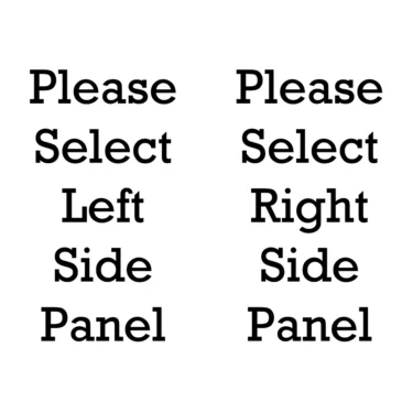 Black text on white background: Please Select Left Side Panel (left), Please Select Right Side Panel (right)—ideal for choosing Colored Side Panels for your VBM Domobar Junior Espresso Machine. Both feature large, bold fonts. © 2025 1st-line.com