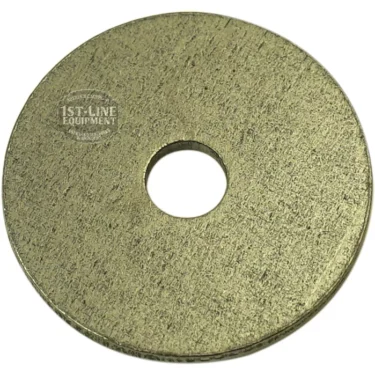 The F..340 HANDLE SUBJECTION WASHER is a gold-toned, flat, round metal disc with a central hole and textured finish. 1ST-LINE EQUIPMENT appears faintly on the left side. © 2025 1st-line.com