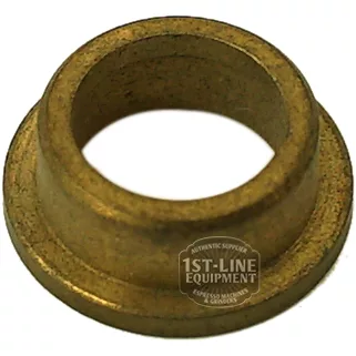 The F..385 Spring Guide Bushing is a small bronze part with a flared base and cylindrical center hole, shown on a white background. The photo includes the 1st-Line Equipment logo watermark. © 2025 1st-line.com