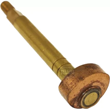 The F..421 BRONZE LEVER ROD is a brass and copper shaft with a threaded end and a round, off-center cam lobe, resembling a bronze lever rod, shown on a white background. © 2025 1st-line.com