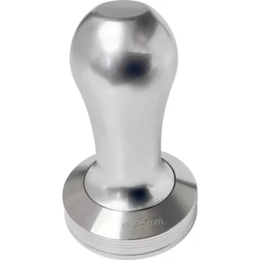 The Lelit PLA471A Espresso Coffee Tamper features a flat 57.35mm stainless steel base, a durable aluminum handle, and size marking on the side. © 2025 1st-line.com