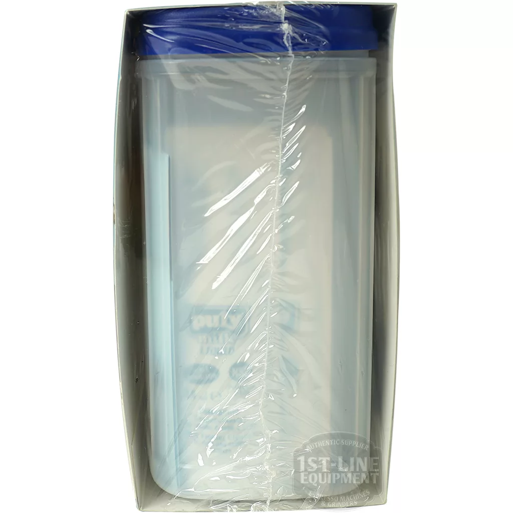 The Puly Milk Plus Liquid with Washing Basin includes a clear shaker bottle with a blue lid, boxed with see-through wrap. 1st Line Equipment is printed at the bottom of the bottle. © 2025 1st-line.com