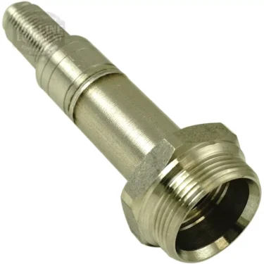 A close-up of a metal hose barb fitting with a threaded end and smooth barb, shown on a white background—ideal for use with the G..252 ODE 3-WAY SOLENOID GUIDE. © 2025 1st-line.com