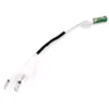 A white cable with a green plastic connector—designed for the ECM P9109 Green Control Lamp—with two metal fork terminals on the other end, partially covered by black heat shrink tubing. © 2025 1st-line.com