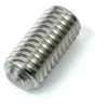 Close-up of an ECM P1984 Foot Screw M10x20, metallic and cylindrical with evenly spaced threads and flat ends, displayed on a white background. © 2025 1st-line.com