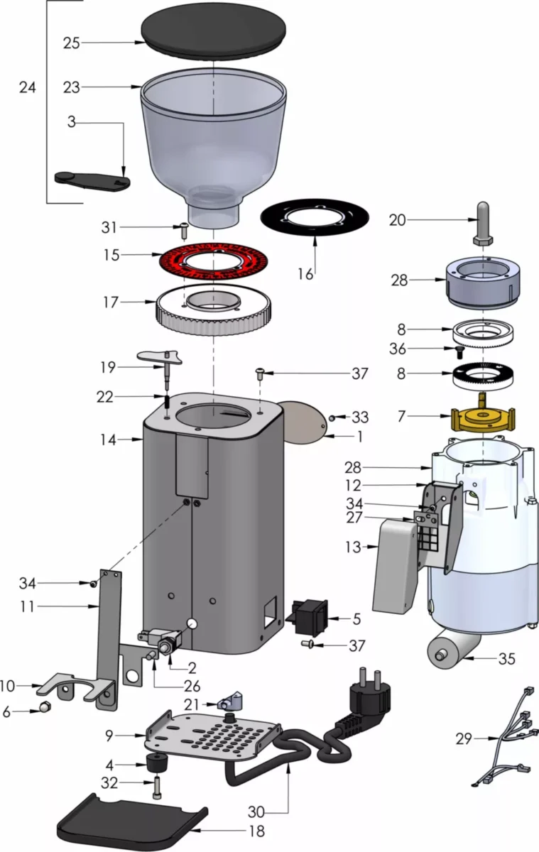 commercial coffee grinder cleaning steps diagram