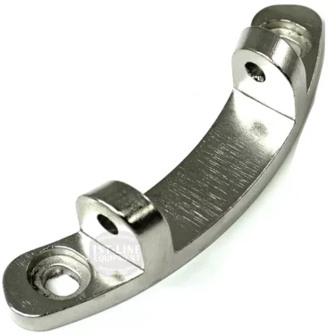 The ECM G1053 Worm Gear Holder is a curved metal mounting bracket with two screw holes at each end and an elevated middle section, shown on a white background. © 2025 1st-line.com