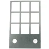 The ECM G1192 Anti Clumping Coffee Chute Grid is a rectangular metal sheet with eight rectangular cutouts in two rows and two round holes at the bottom, shown against a white background. © 2025 1st-line.com