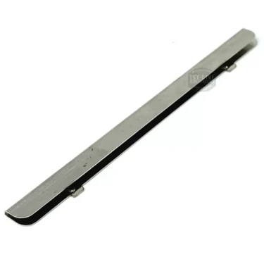The ECM P3001.6 Drip Tray Guide Rail is a long, thin metal strip with two small tabs and a slight curve at one end, shown against a white background. © 2025 1st-line.com