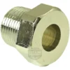 The F.1112 WATER PIPE FITTING is a metal threaded adaptor with a hexagonal body and central hole, designed for plumbing or mechanical connections. © 2025 1st-line.com