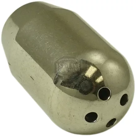 The F.2582 Steam Wand Tip features a shiny, metallic, cylindrical design with a rounded end and three 1.5mm diameter holes, serving as a specialized nozzle or spray head attachment. © 2025 1st-line.com