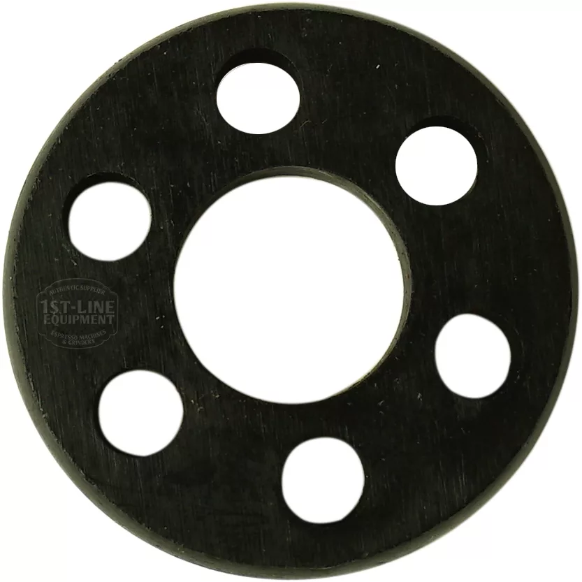 The F..600 Pump Coupling Rubber Gasket, 41.5mm in diameter, features a large central hole and five smaller evenly spaced holes; its displayed against a white background. © 2025 1st-line.com