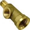 The GI.296 TAP BODY is a brass plumbing fitting with three threaded openings for connecting pipes or hoses, displayed on a white background. © 2025 1st-line.com