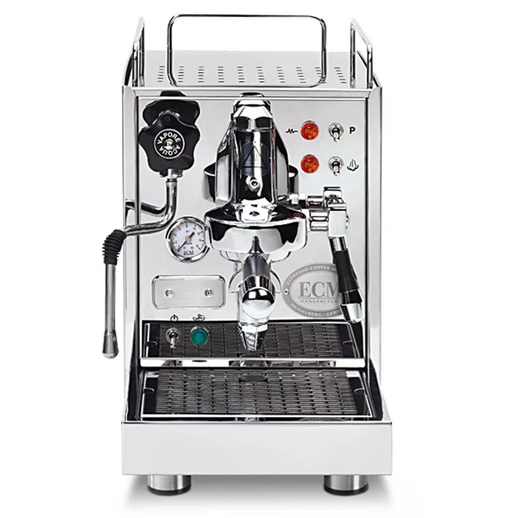 The (SOLD) SIDEWALK SALE - ECM Classika PID Espresso Machine OPEN BOX features a stainless steel design, steam wand, pressure gauge, portafilter, control knobs, and indicator lights—perfect for espresso enthusiasts. © 2025 1st-line.com