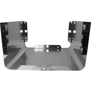 Stainless steel Lelit drip tray cover with raised sides and brackets, viewed from above. The reflective surface shows faint logo text and pairs seamlessly with the Lelit 1400160 Back Body Panel for espresso machines. © 2025 1st-line.com