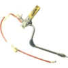 The Elektra 03799034 Milk Frother Assembly features a spring-loaded clamp, flexible metal hose, red and white wires, and a connector. Designed for precise assembly tasks like soldering or welding delicate components. © 2025 1st-line.com
