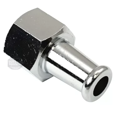 The F..362 35mm 3/8 Coffee Spout features a metal hose barb with a hexagonal nut and tapered end, making it perfect for tubing connections or use as a coffee spout. © 2025 1st-line.com