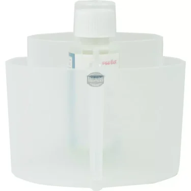 The Jura 72230 Milk System Cleaning Container is a translucent white container with a central compartment holding a partially visible spray bottle, designed for use with Jura 72230 Milk System Cleaning. © 2025 1st-line.com