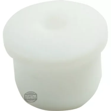 The Lelit MC919-1 Group Nozzle is a white, cylindrical plastic cap with a flat top and rounded edges, designed as a replacement part for Lelit espresso machines, shown against a plain white background. © 2025 1st-line.com