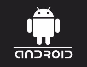 White Android robot logo above the word ANDROID in stylized font, all on a black background—perfect for showcasing your mobile device’s WiFi connection. © 2025 1st-line.com