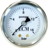 The ECM P6055 Pump Pressure Gauge is a round analog gauge with ECM at the center, 0–16 bar scale, black needle at 10, and pompa and bar on a white face—perfect for monitoring your P6055 Pump. © 2025 1st-line.com