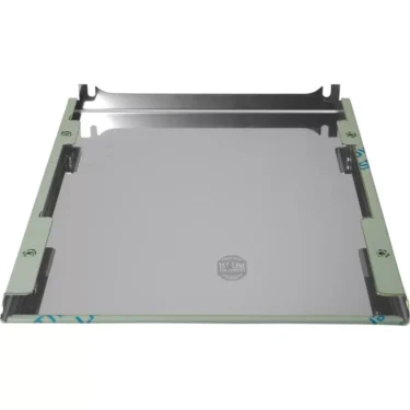 The ECM P9029 Left/Right Side Body Panel features a rectangular stainless steel design with raised edges, screw holes at the corners, a smooth, reflective finish, and is designed for use with espresso machines. © 2025 1st-line.com