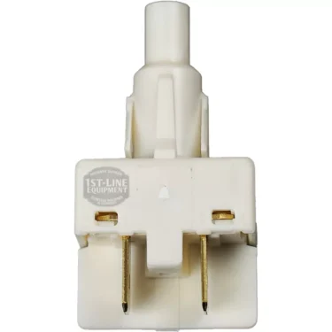 The ECM P9111 Bipolar Switch is a white, rectangular electrical plug adapter with two metal prongs, a cylindrical socket on top, and 1st-Line Equipment branding on the front. © 2025 1st-line.com