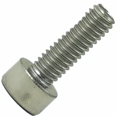 A close-up of the Elektra 04098035 Boiler Screw, featuring a round, flat head and threaded shaft in silver metal, set against a white background. © 2025 1st-line.com