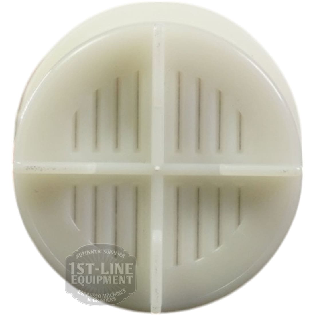 A round white plastic disc with four equally spaced sections, divided by raised lines and grooves, shown from above. The Elektra logo appears in the lower-left corner. This is the Elektra 05637035 Water Softener component. © 2025 1st-line.com
